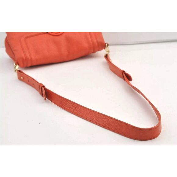 Authentic TORY BURCH Vintage Amanda Leather Shoulder Crossbody Bag Orange 9019J - Picture 7 of 16
